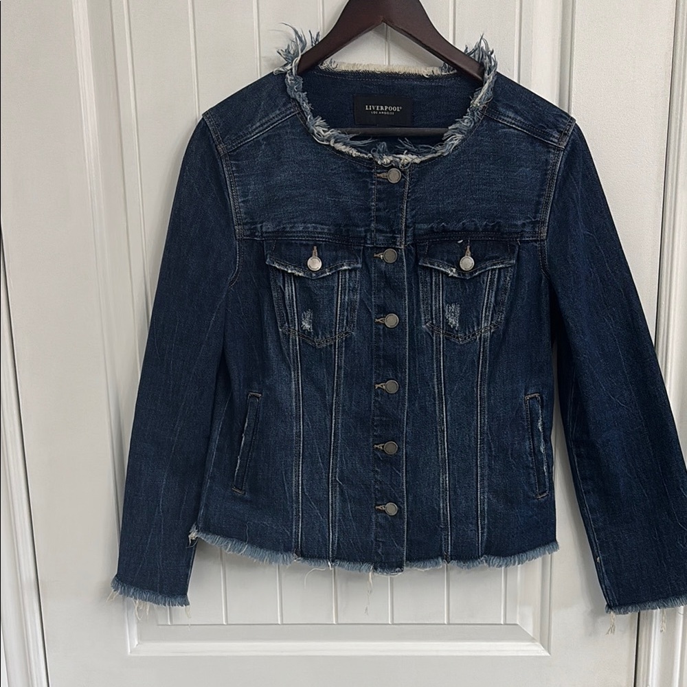 BNWOT LIVERPOOL Los Angeles Denim Jacket with Raw Edges and Distressing